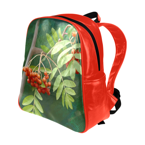 Watercolor Rowan tree - Sorbus aucuparia Multi-Pockets Backpack (Model 1636)