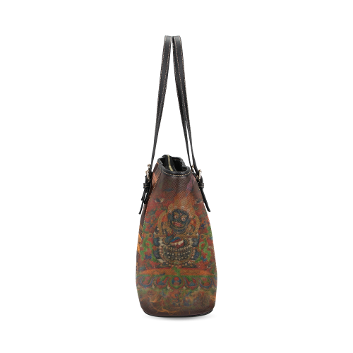 Tibetan Buddhism Mahakala Leather Tote Bag/Small (Model 1640)