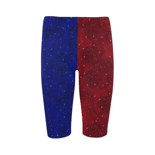 Sparkling Red and Blue Hestia Cropped Leggings (Model L03)