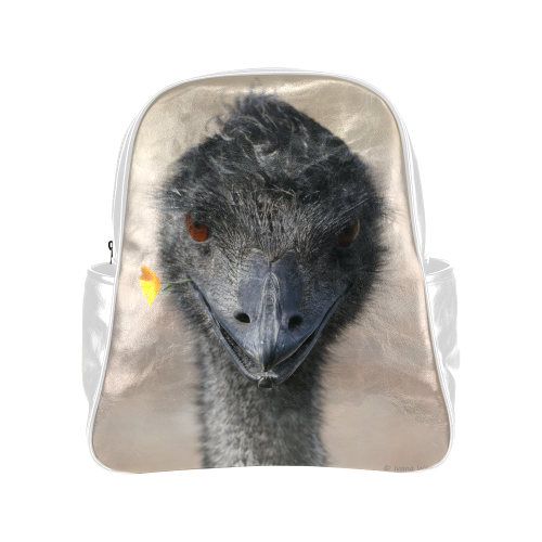 Happy Emu on white Multi-Pockets Backpack (Model 1636)