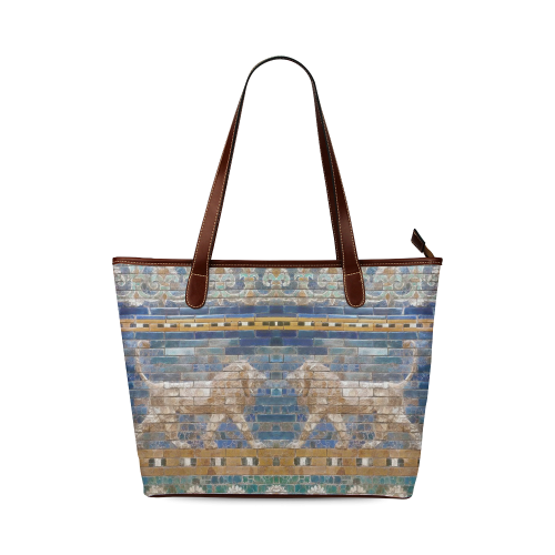Two Lions And Daisis Mosaic Shoulder Tote Bag (Model 1646)
