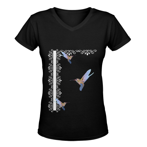 Fantasy Hummingbirds Women's Deep V-neck T-shirt (Model T19)