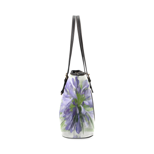 Purple Flowers Leather Tote Bag/Large (Model 1640)