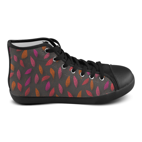 Red Leaves. Inspired by the Magic Island of Gotland. Men's High Top Canvas Shoes (Model 002)