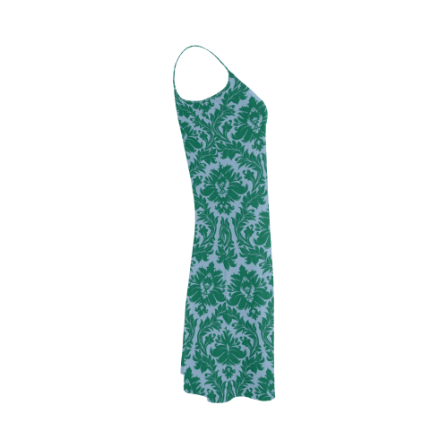 autumn fall colors green blue damask Alcestis Slip Dress (Model D05)