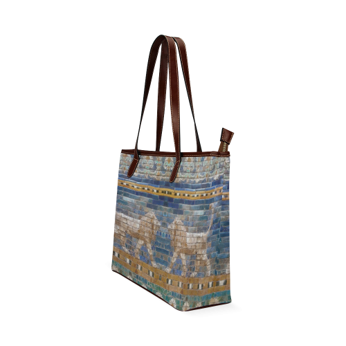 Two Lions And Daisis Mosaic Shoulder Tote Bag (Model 1646)