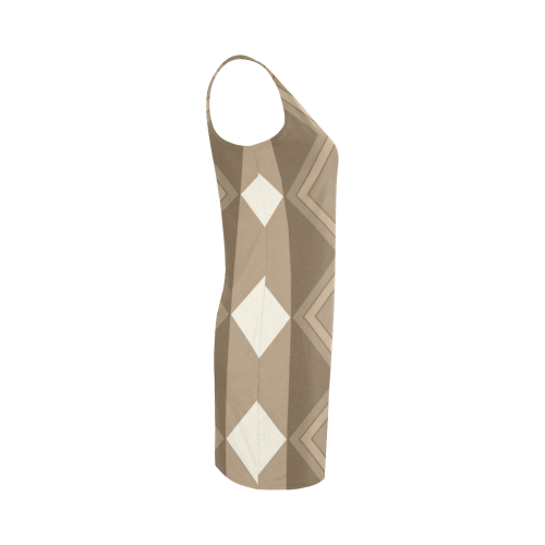 Beige Harlequin Geometric by ArtformDesigns Medea Vest Dress (Model D06)