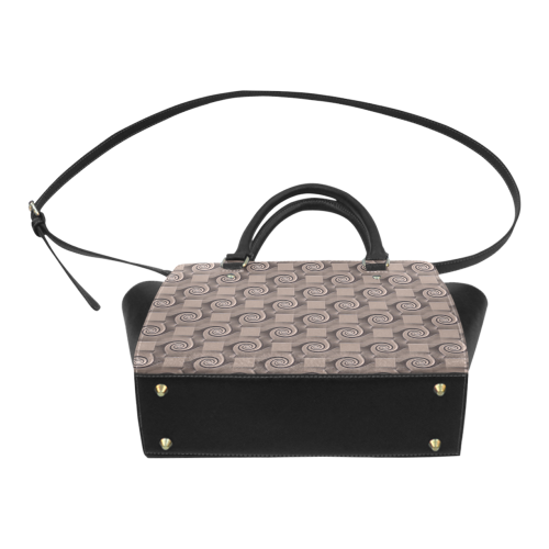 3D SQUARES SPIRALS MOSAIC pattern - brown beige Classic Shoulder Handbag (Model 1653)