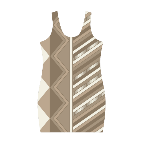 Beige Harlequin Geometric by ArtformDesigns Medea Vest Dress (Model D06)