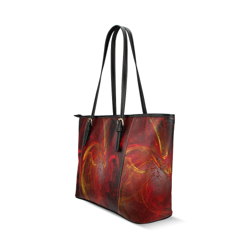 Red Firebird Phoenix Leather Tote Bag/Small (Model 1640)