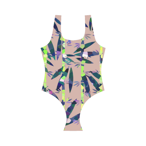 Bamboo Leaves Vest One Piece Swimsuit (Model S04)