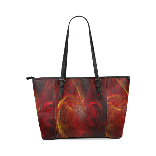 Red Firebird Phoenix Leather Tote Bag/Small (Model 1640)