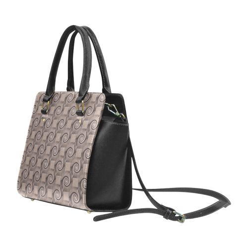 3D SQUARES SPIRALS MOSAIC pattern - brown beige Classic Shoulder Handbag (Model 1653)