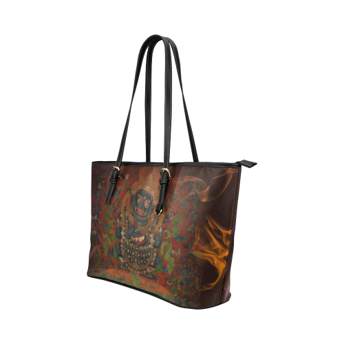 Tibetan Buddhism Mahakala Leather Tote Bag/Large (Model 1651)