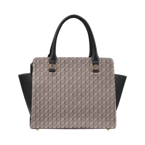 3D SQUARES SPIRALS MOSAIC pattern - brown beige Classic Shoulder Handbag (Model 1653)