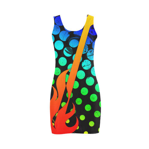 Fire Guitar Abstract Music by ArtformDesigns Medea Vest Dress (Model D06)