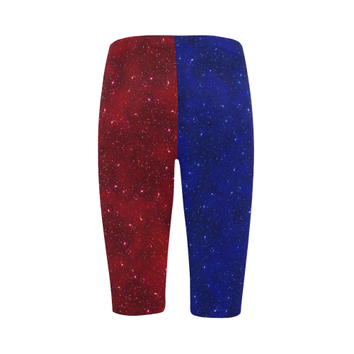 Sparkling Red and Blue Hestia Cropped Leggings (Model L03)