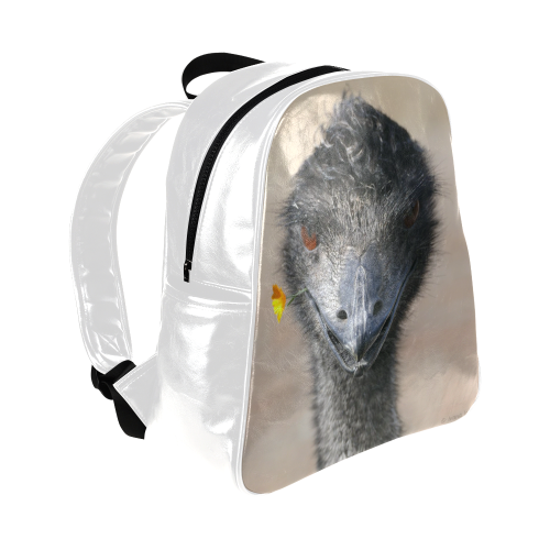 Happy Emu on white Multi-Pockets Backpack (Model 1636)