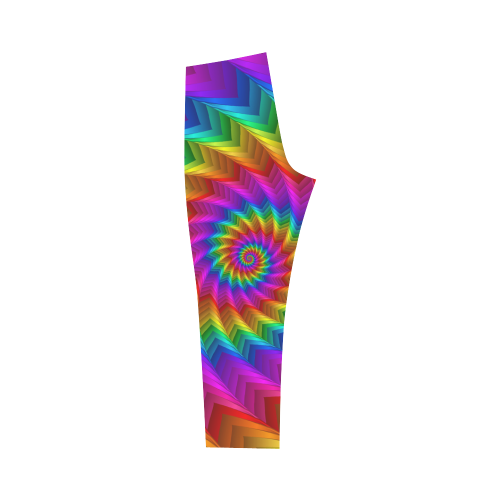 Psychedelic Rainbow Spiral Fractal Capri Legging (Model L02)