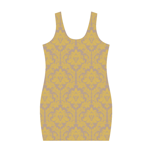 autumn fall colors yellow beige damask Medea Vest Dress (Model D06)