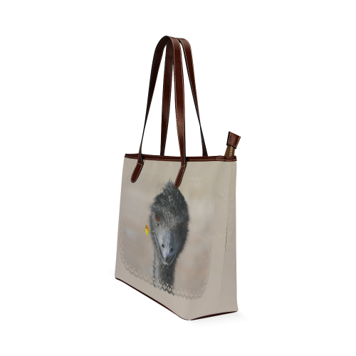 Happy Emu with Flower Shoulder Tote Bag (Model 1646)