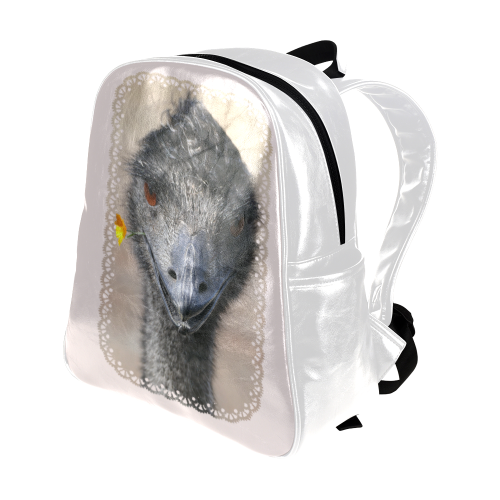 Happy Emu with yellow flower Multi-Pockets Backpack (Model 1636)