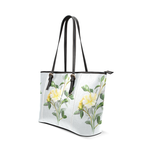 Yellow Rose with signature Leather Tote Bag/Large (Model 1640)