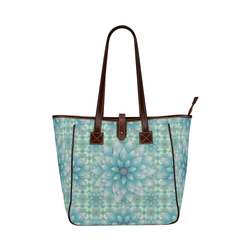 Turquoise Happy Lotus Classic Tote Bag (Model 1644)