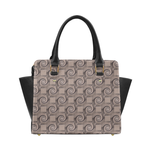 3D SQUARES SPIRALS MOSAIC pattern - brown beige Classic Shoulder Handbag (Model 1653)