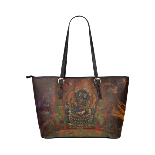 Tibetan Buddhism Mahakala Leather Tote Bag/Large (Model 1651)