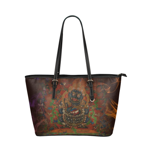 Tibetan Buddhism Mahakala Leather Tote Bag/Large (Model 1651)