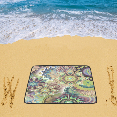 Flowering Fractal Green Whimsy Beach Mat 78"x 60"