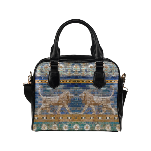Two Lions And Daisis Mosaic Shoulder Handbag (Model 1634)