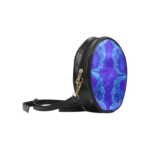 Mary's Veil Blue Fractal Abstract Round Sling Bag (Model 1647)