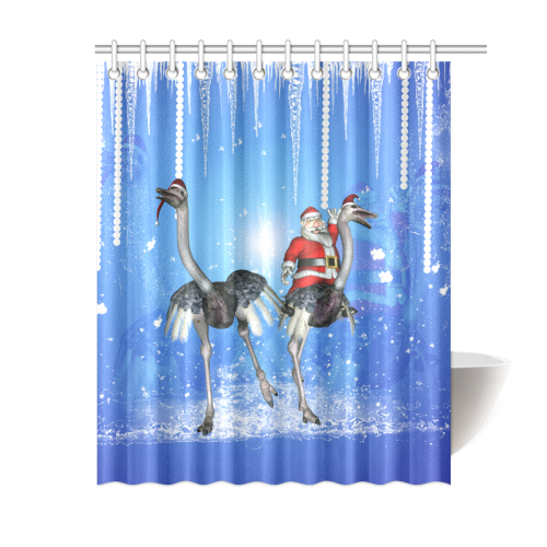 Funny ostrich with Santa Claus Shower Curtain 60"x72"