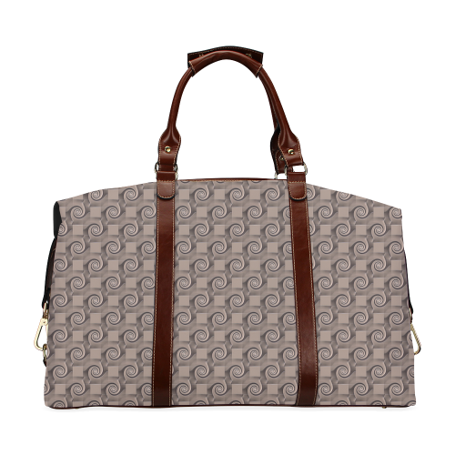 3D SQUARES SPIRALS MOSAIC pattern - brown beige Classic Travel Bag (Model 1643)