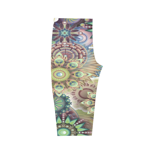 Flowering Fractal Green Whimsy Hestia Cropped Leggings (Model L03)