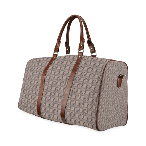 3D SQUARES SPIRALS MOSAIC pattern - brown beige Waterproof Travel Bag/Small (Model 1639)
