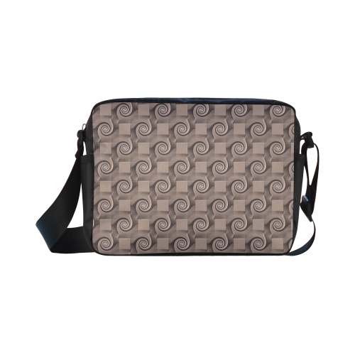 3D SQUARES SPIRALS MOSAIC pattern - brown beige Classic Cross-body Nylon Bags (Model 1632)