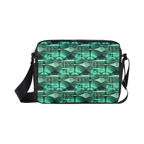 3D Kaleidoscope MOSAIC pattern - ocean green Classic Cross-body Nylon Bags (Model 1632)