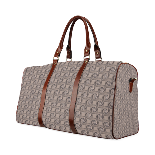 3D SQUARES SPIRALS MOSAIC pattern - brown beige Waterproof Travel Bag/Small (Model 1639)