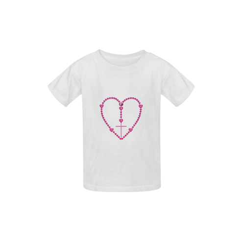 Catholic: Pink Rosary with Heart Shaped Beads Kid's  Classic T-shirt (Model T22)