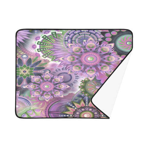 Flowering Fractal Purple Whimsy Beach Mat 78"x 60"