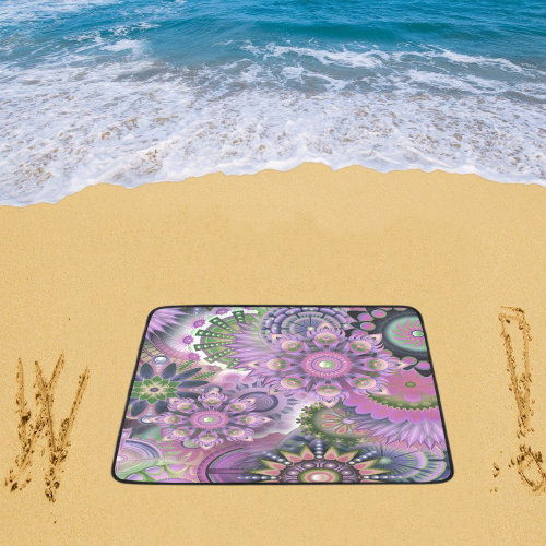 Flowering Fractal Purple Whimsy Beach Mat 78"x 60"