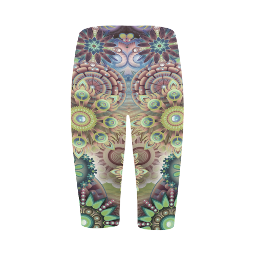 Flowering Fractal Green Whimsy Hestia Cropped Leggings (Model L03)