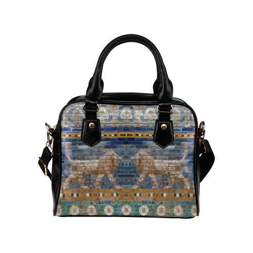 Two Lions And Daisis Mosaic Shoulder Handbag (Model 1634)