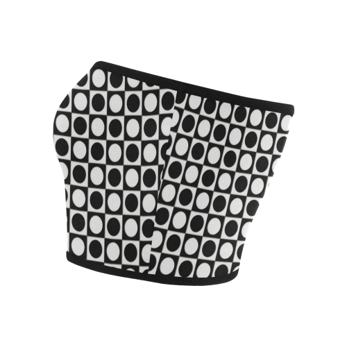 Modern DOTS in SQUARES pattern - black white Bandeau Top