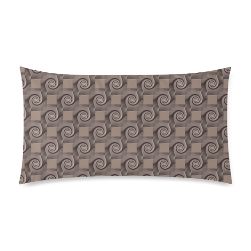 3D SQUARES SPIRALS MOSAIC pattern - brown beige Rectangle Pillow Case 20"x36"(Twin Sides)