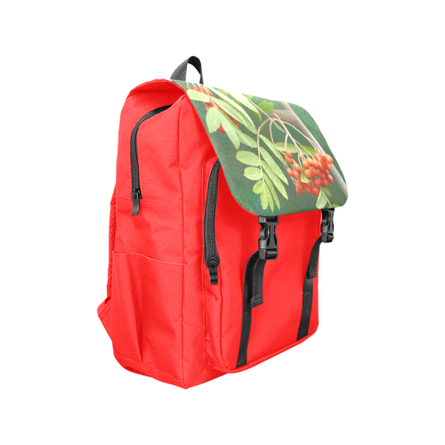 Watercolor Rowan tree - Sorbus aucuparia on red Casual Shoulders Backpack (Model 1623)