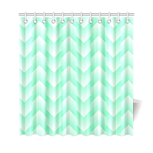 Mint Green and White Pattern Shower Curtain 69"x72"